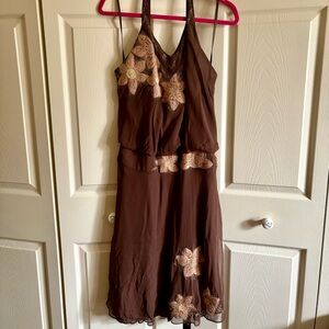 NWOT Vintage-inspired embroidered halter dress